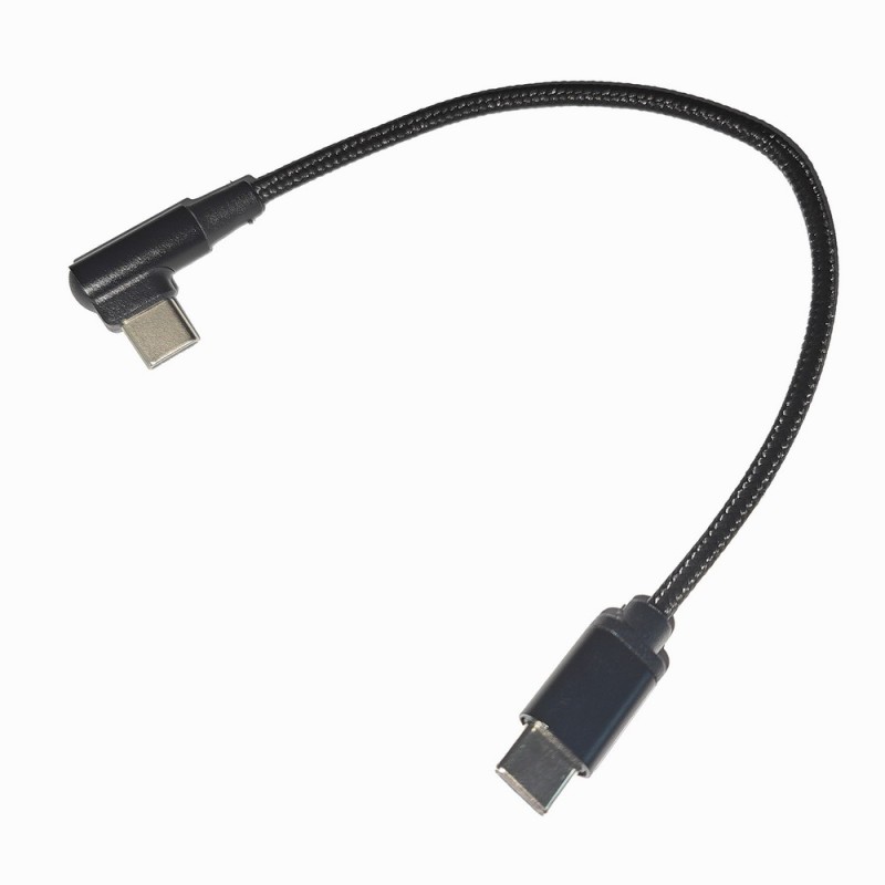 Cablexpert Angled Cotton Braided Type C Male-Male Cable 0.2m Black