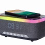 Gembird Digital Alarm Clock with Speaker & Wireless Charging Black