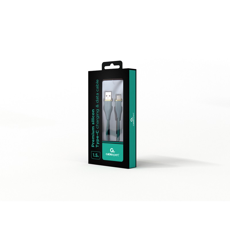 Cablexpert Premium Silicon USB Type-C Cable 1.5m Green