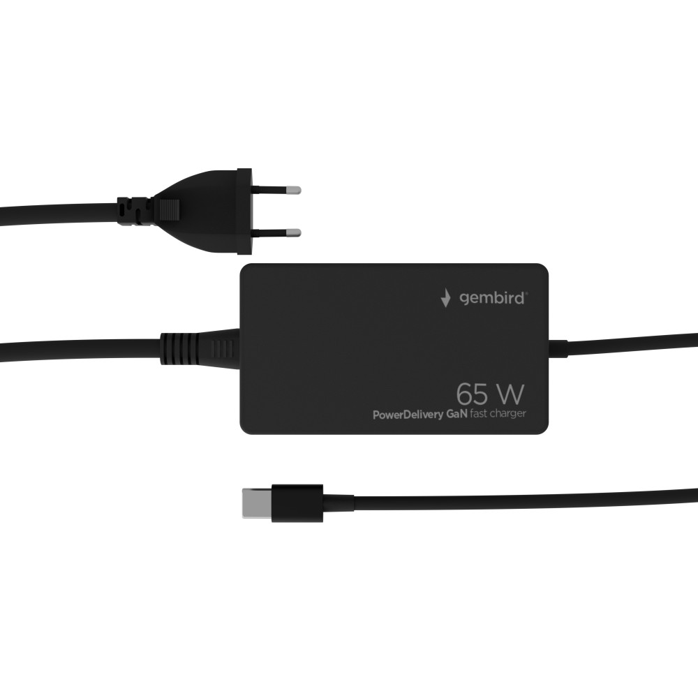 Gembird 65W Power Delivery GaN USB Type-C Fast Charger Black