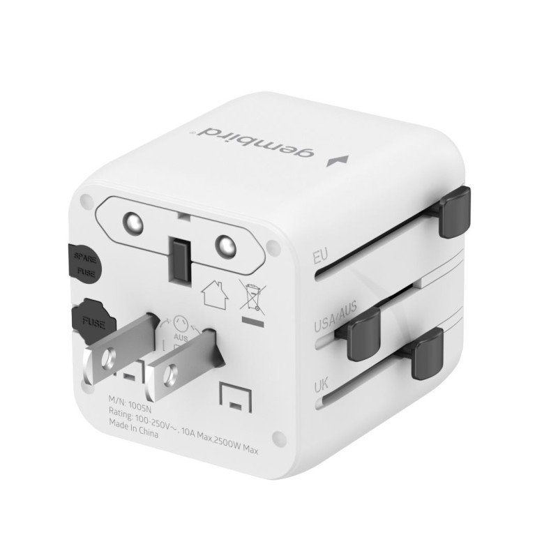 Gembird Universal Travel Power Adapter White