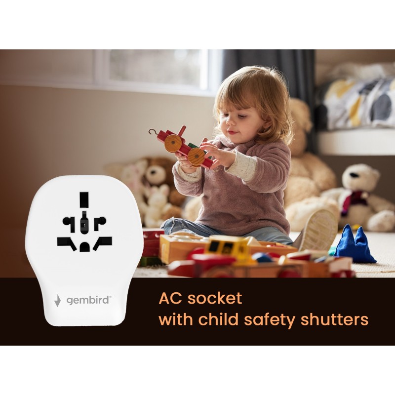 Gembird Universal Travel Power Adapter 20W White
