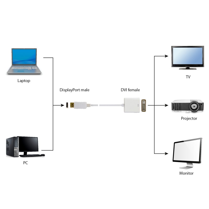 Cablexpert DisplayPort to DVI Adapter White
