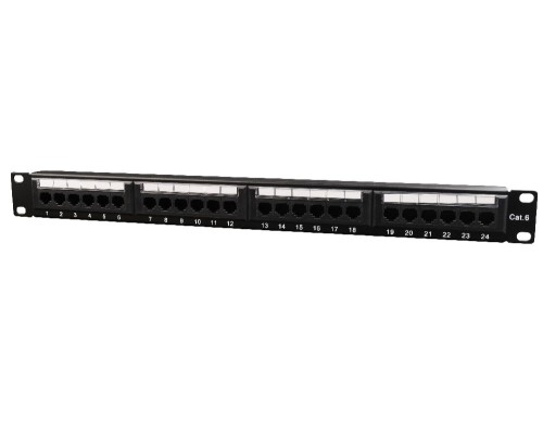 Cat.6 24 port patch panel with rear cable management