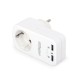 2-port USB charger with pass-through AC socket2.1 Awhite