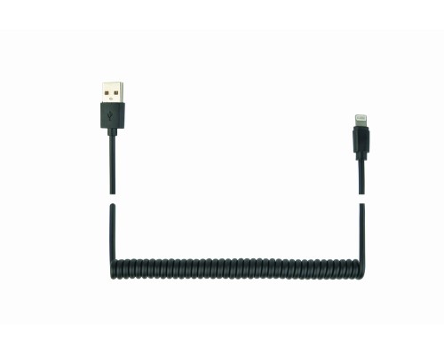 USB sync and charging spiral cable for iPhone1.5 mblack