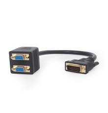 Passive DVI-I male to dual VGA female splitter cable0.3 mblack