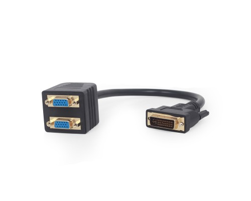 Passive DVI-I male to dual VGA female splitter cable0.3 mblack