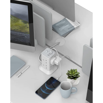 Tessan 2m Power Tower 8 AC Outlets, 3 USB (UK Plug)