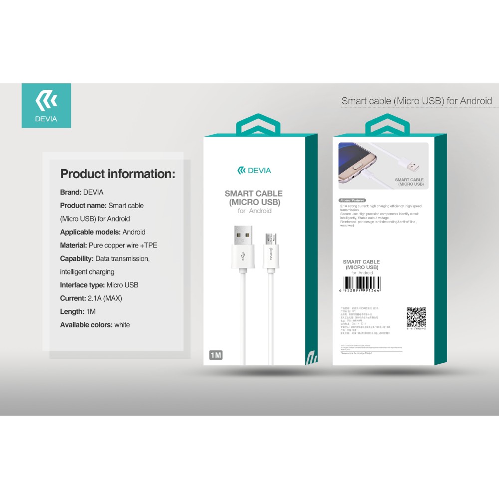 Devia Smart Series USB to Android Cable 5V 2A 1m