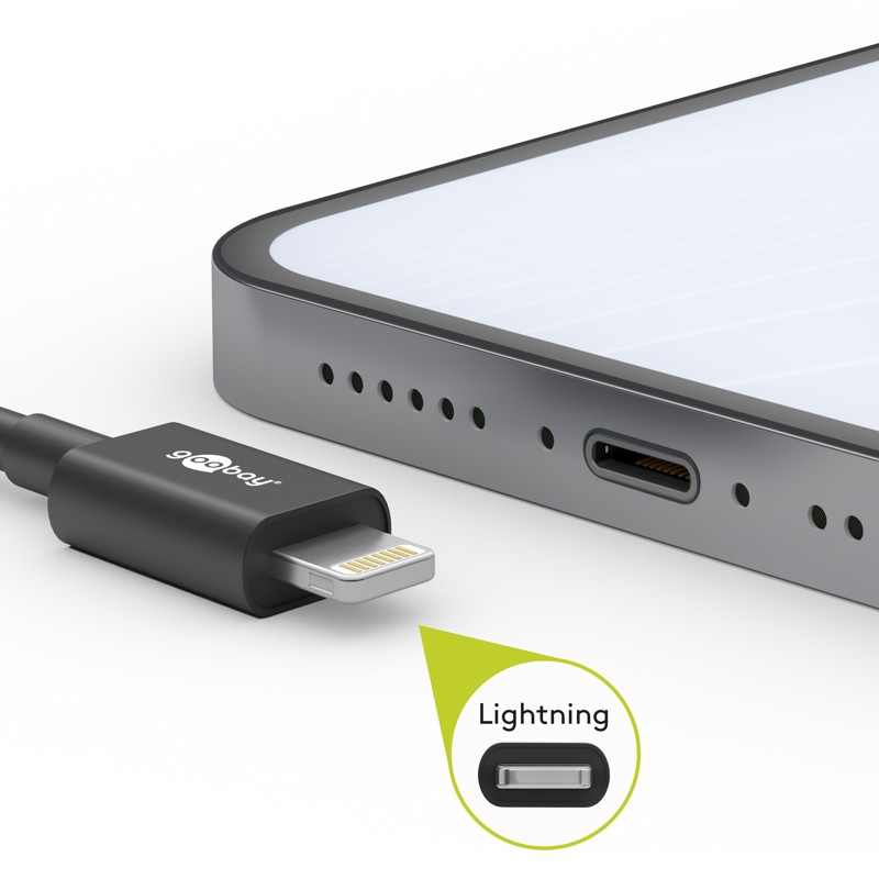 Goobay 0.5m USB-A to Lightning Cable Black