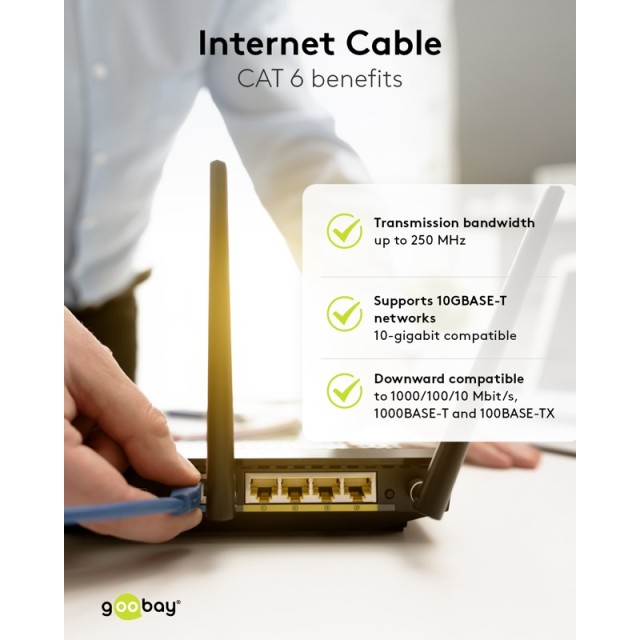 Goobay 0.15m Cat6 UTP Short Patch Cable - Grey