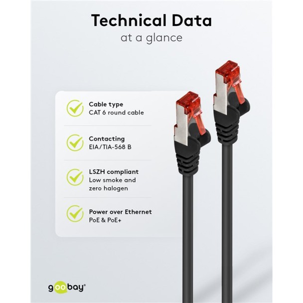 Goobay Cat6 Ethernet Cable 0.25m Black