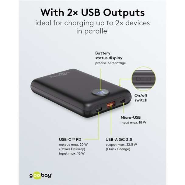 Goobay 10000mAh 22W Power Bank