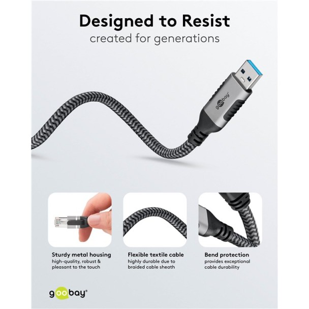 Goobay USB-C 3.0 to RJ45 Ethernet Cable 1m