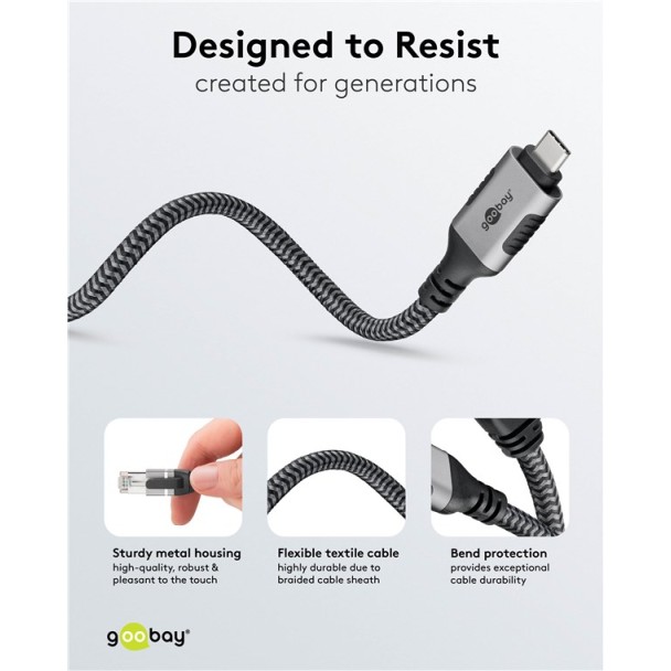 Goobay USB-C 3.1 to RJ45 Ethernet Cable 1.5m