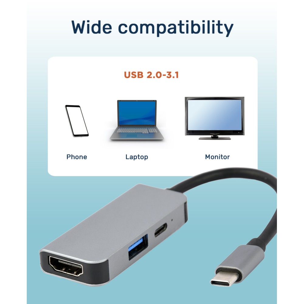 Cablexpert USB-C 3-in-1 Adapter