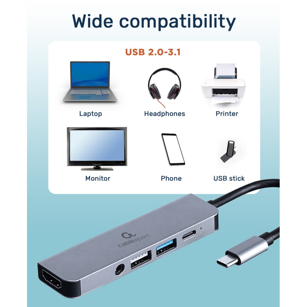 Cablexpert USB-C 5-in-1 Multiport Hub