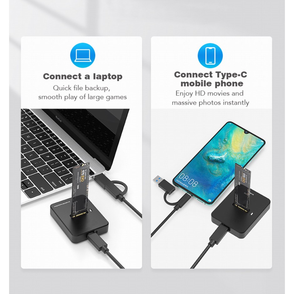 Gembird Desktop USB Type-C M.2 SATA & NVMe SSD Drive Docking Station