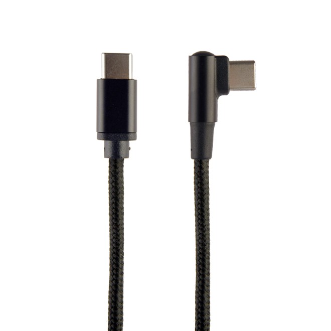 Cablexpert Angled Cotton Braided Type C Male-Male Cable 0.2m Black