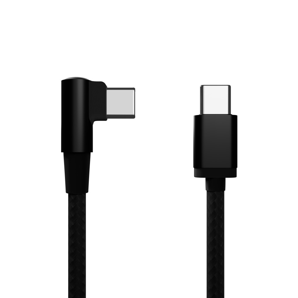 Cablexpert Angled Cotton Braided Type C Male-Male Cable 0.2m Black