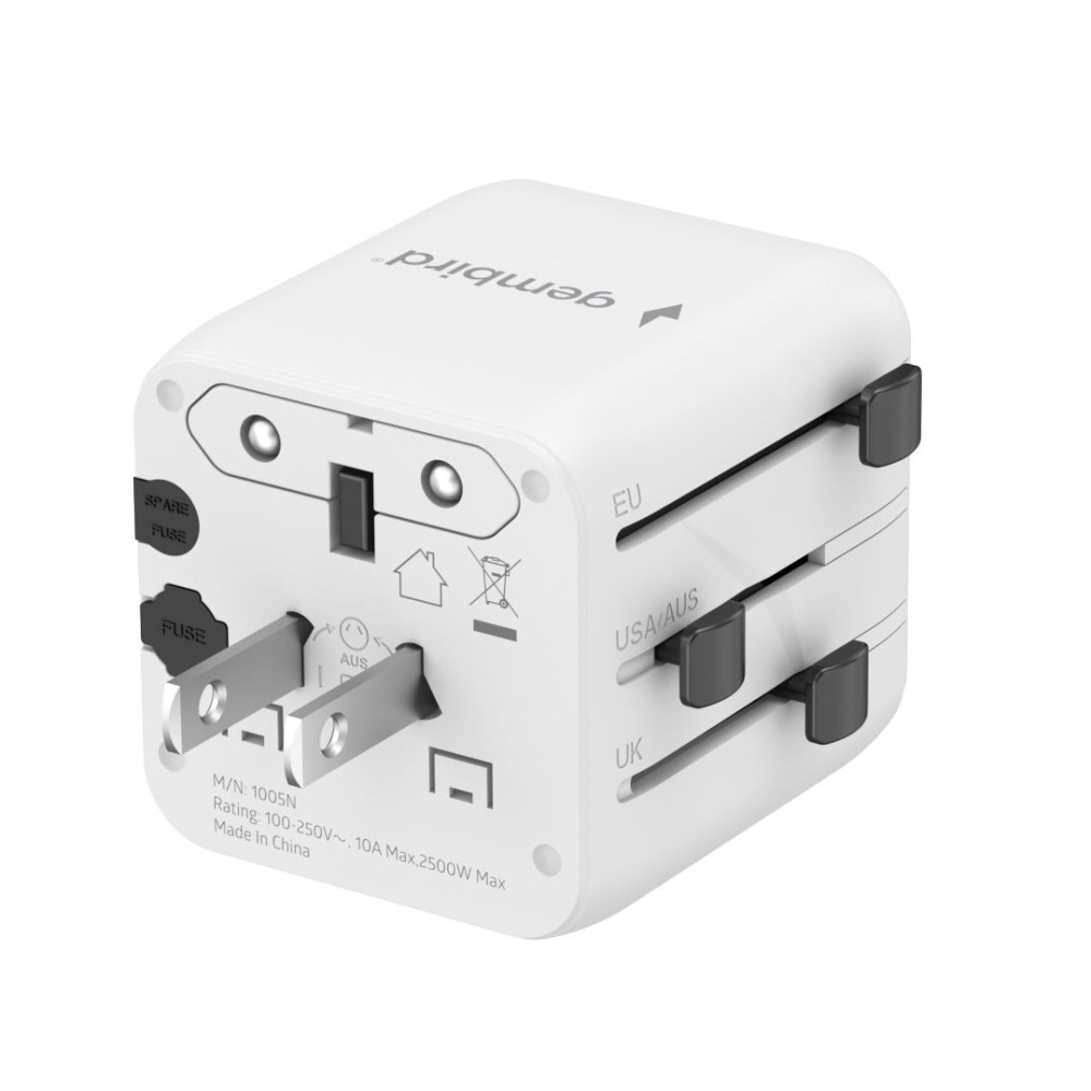 Gembird Universal Travel Power Adapter White