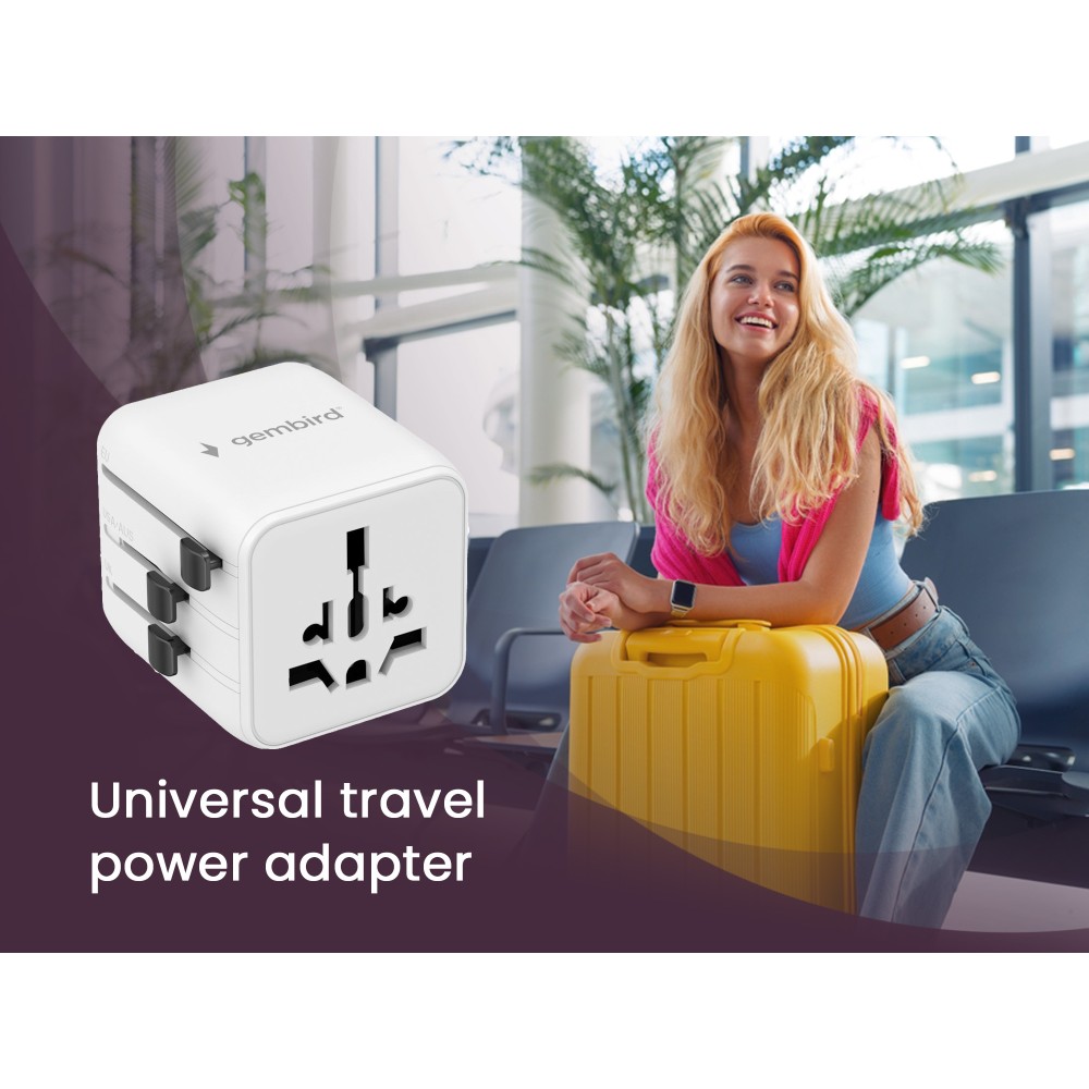 Gembird Universal Travel Power Adapter White