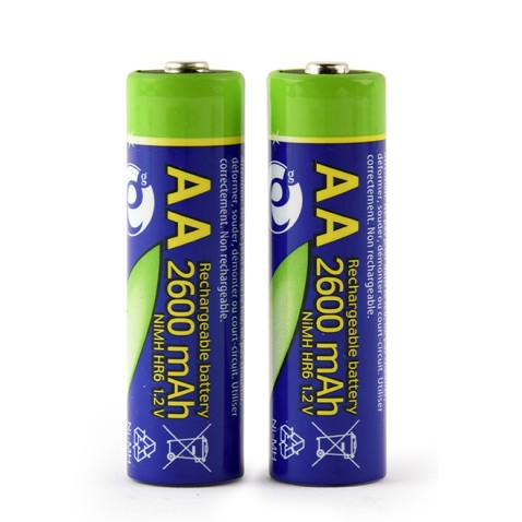 Energenie Ni-MH rechargeable AA batteries, 2600mAh, 2pcs blister pack