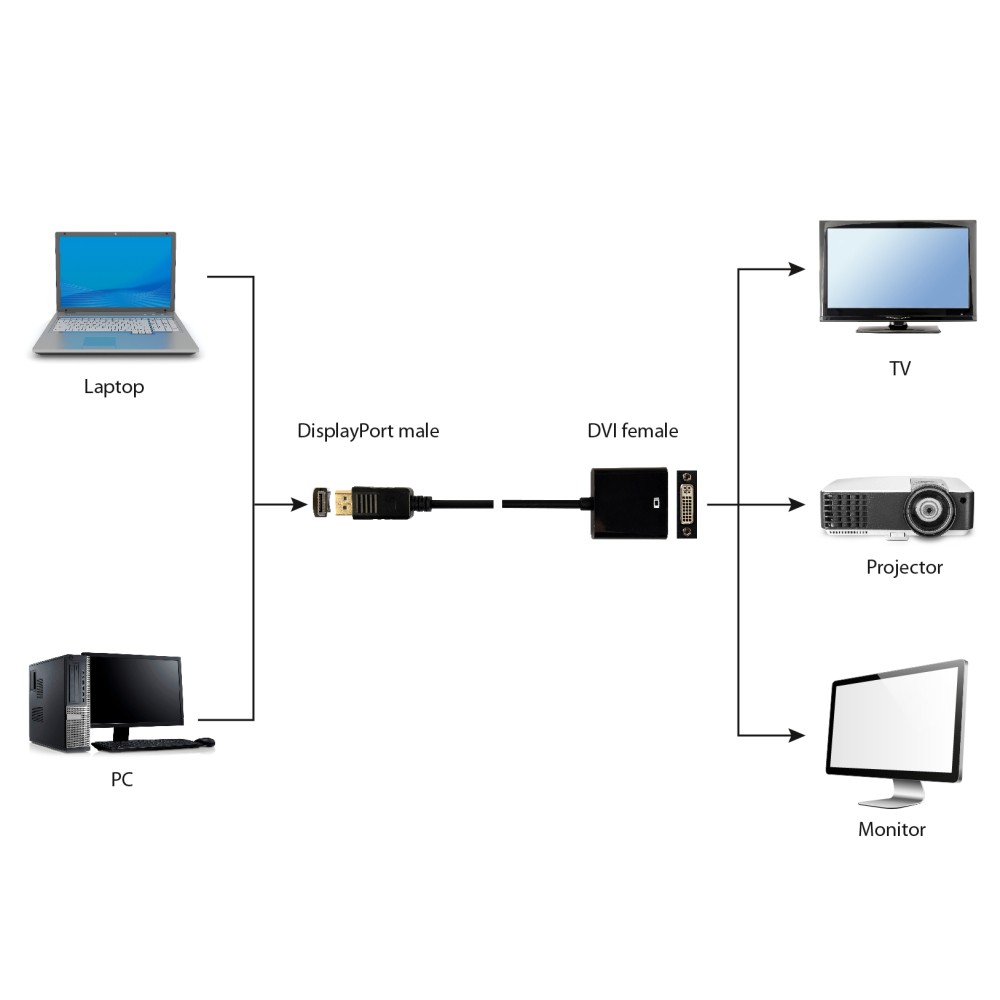 Cablexpert DisplayPort to DVI Adapter Black