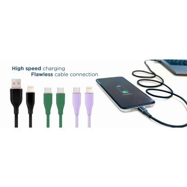 Cablexpert Premium Silicon USB Type-A to 8-Pin Cable 1.5m Green